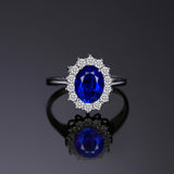 JewelryPalace Princess Diana William Kate Middleton's 3.2ct Created Blue Sapphire Engagement 925 Sterling Silver Ring For Women
