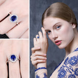 JewelryPalace Princess Diana William Kate Middleton's 3.2ct Created Blue Sapphire Engagement 925 Sterling Silver Ring For Women