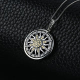 JewelryPalace 925 Sterling Silver Yellow And White Cubic Zirconia Celestial Sun Pendant Charm Fit Bracelets For Women As Gifts