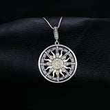 JewelryPalace 925 Sterling Silver Yellow And White Cubic Zirconia Celestial Sun Pendant Charm Fit Bracelets For Women As Gifts