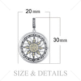 JewelryPalace 925 Sterling Silver Yellow And White Cubic Zirconia Celestial Sun Pendant Charm Fit Bracelets For Women As Gifts